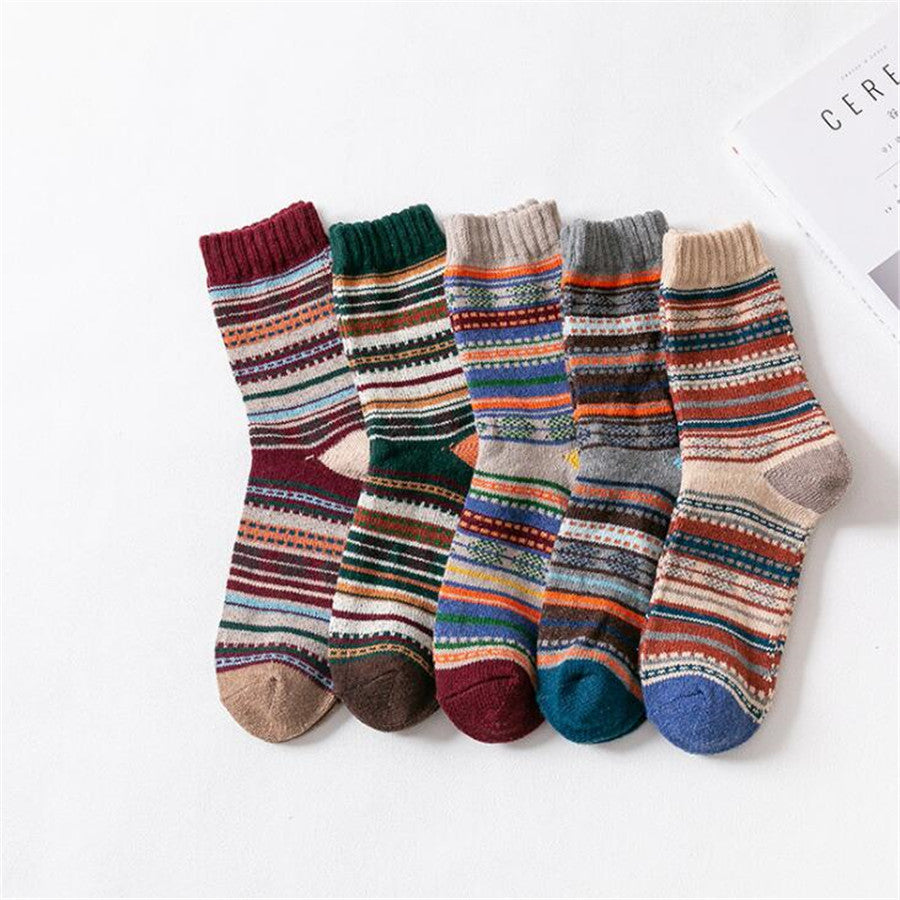 Men's Stripe Thickened Mid-tube Wool Socks