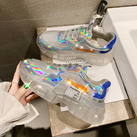 Colorful crystal platform jelly sports shoes