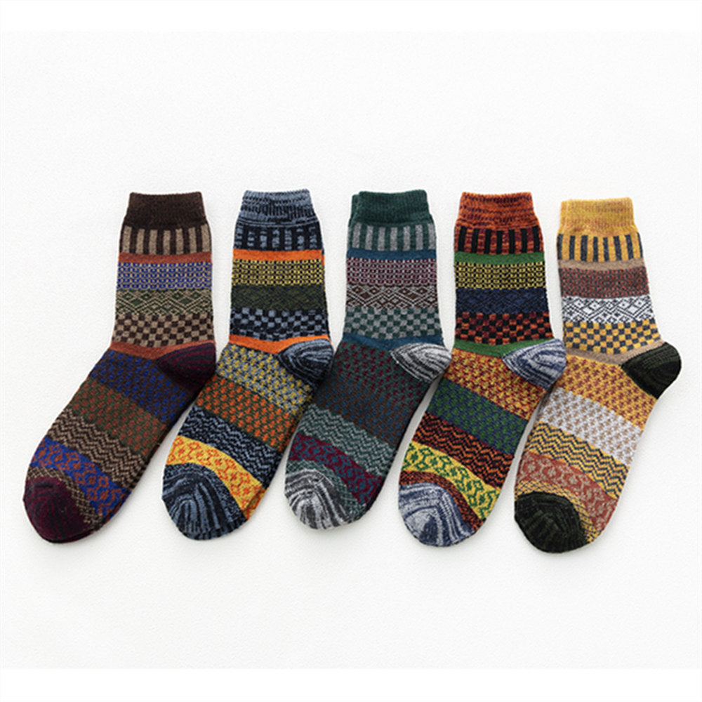 Men's Stripe Thickened Mid-tube Wool Socks