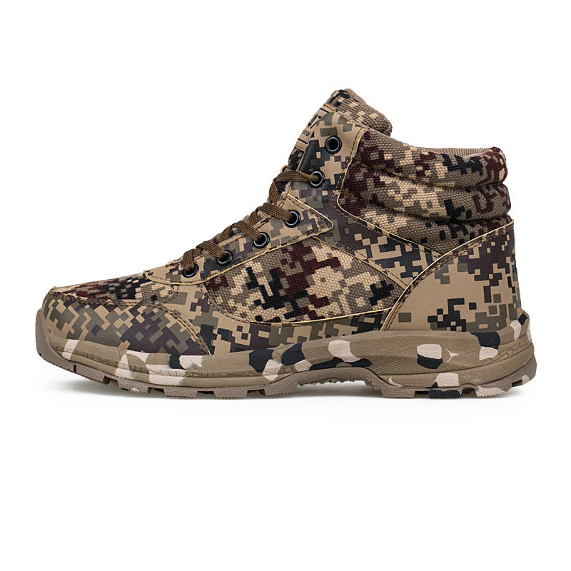 Tactical boots in pixel camouflage